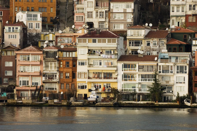 Apartments on edge of Bosphorus River.