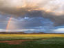 Rainbow over the steppe near old Soviet nuclear testing area.