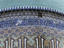 Multicolored blue tile work on dome at Kozha Akhmed Yasaui Mausoleum.