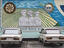 Mural on the side of a building depicting various types of Uzbke military men.