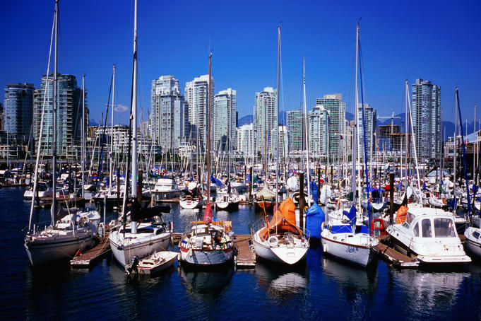 Overhead of the city from Granville island.