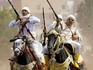 Berber horsemen compete in the 'Razzia'.