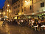 Crowd gathering in Campo de Fiori in Centro Storico, early evening.