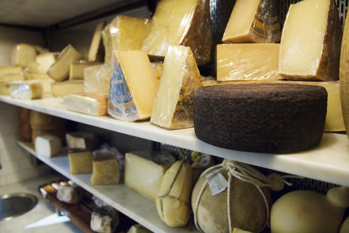 Cheese counter at Gusto, Central Rome.