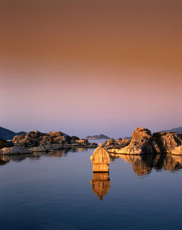 A sunken Lycian tomb off the shore.