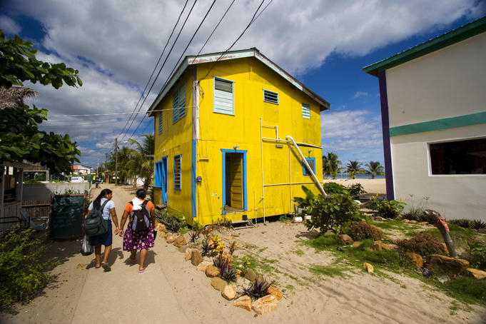 Children walk home from school in Placencia.
