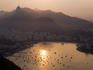 Sun set over Guanabara Bay from the summit of Pao de Acucar, (Sugarloaf Mountain).
