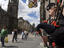 Busker playing bagpipes on Royal Mile.