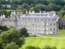 Overhead of Palace of Holyroodhouse in Holyrood Park from Salisbury Crags.