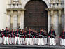 President's guards perform entertaining drills, Basalica Catedral, Plaza de Armas.