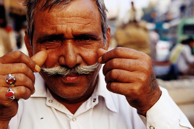Portrait of shopkeeper on Chandni Chowk, Old Delhi.