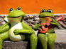 Ornamental Mexican frogs playing guitar.