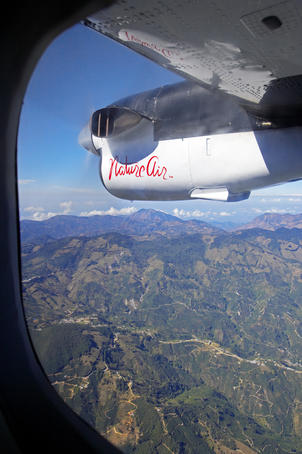 Hills south of San Jose, through window of small plane.
