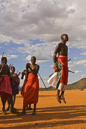 Samburu warrior dancing.
