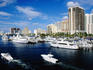 Condominiums and yachts at New River Sound, seen from Las Olas Boulevard Bridge.