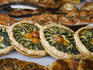 Quiche for sale at the market.