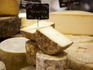Cheese on display at market in Bordeaux.