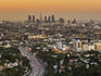Los Angeles Downtown as seen from Hollywood Bowl Overlook, at dusk.