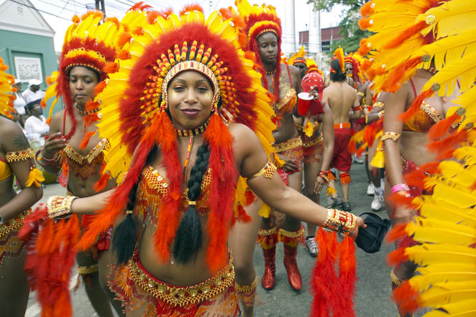 Carnival revellers parade on Carnival Tuesday.