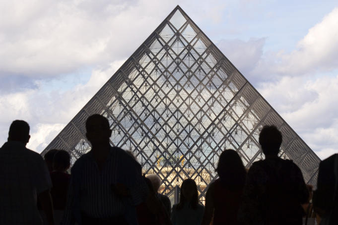 I.M. Pei Pyramid at Musee du Louvre.