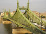 Independence Bridge, with tramway, spanning the Danube River.