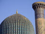 Dome and minaret at Guri Amir Mausoleum, resting place of Timurlane.