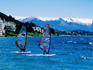 Two windsurfers on Lago Nahuel Huapi.