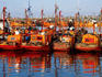 Fishing boats moored at Baquina de Pescadores.