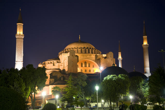 Hagia Sofia mosque at night.