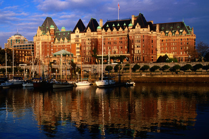 Fairmont Empress Hotel at sunset.