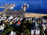 Overlooking Provincetown houses and harbour from atop Pilgrim Monument.