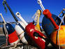 Colourful buoys on MacMillan Wharf.