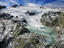 Glacier on a mountain peak in the Pembroke Wilderness, north of Milford Sound.