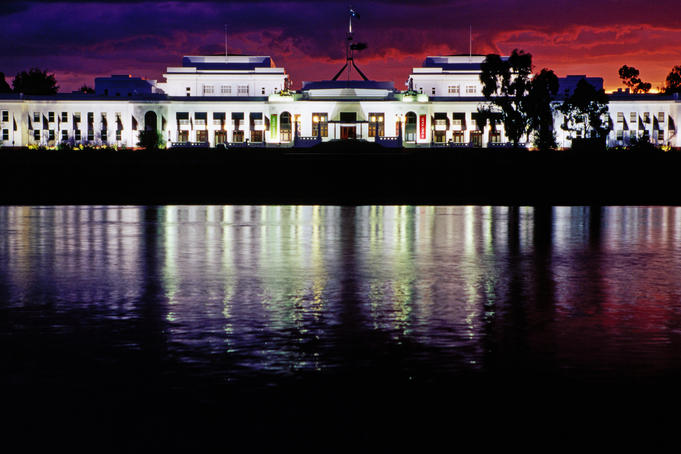 Old Parliament House at dusk.