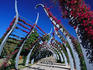 Walkway through sculptured abhor in South Bank Parklands.