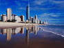 Hi-rise apartment buildings and Surfers Paradise beach.