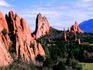Rock formations extending into valley, Garden of the Gods Park.