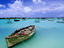 Fishing boats anchored in lagoon, Mauritius