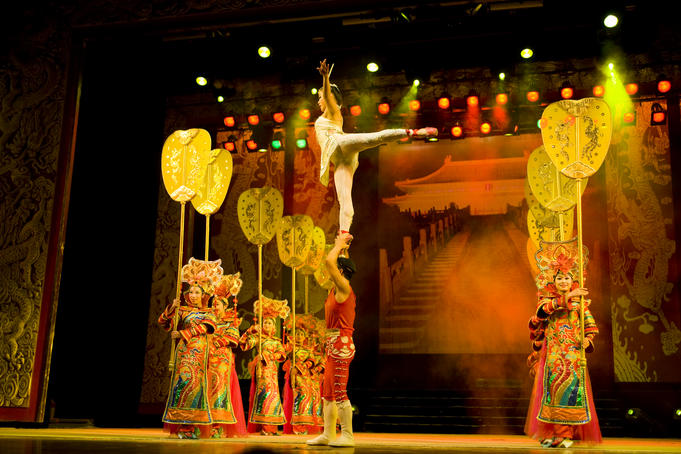 Acrobats performing at Chaoyang Theatre, Chaoyang district.