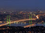 Illuminated Bosphorus Bridge in the evening.