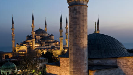 Sultanahmet Mosque with Small Mosque in foreground.