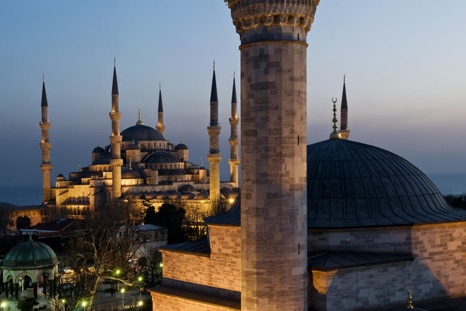 Sultanahmet Mosque with Small Mosque in foreground.
