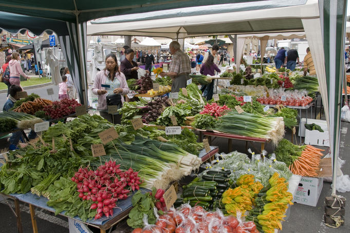 Vegetable stalls at Salamanca Market.