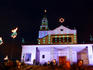 Church at the top of Cerro de Monserrate, decorated with Christmas lights.