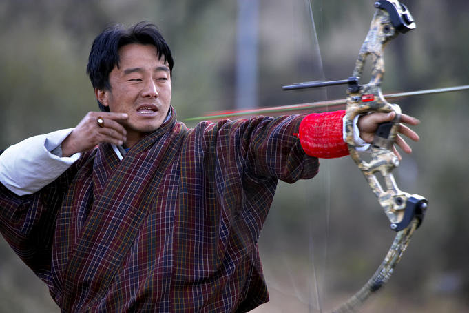 Archer taking aim, Haa Valley.