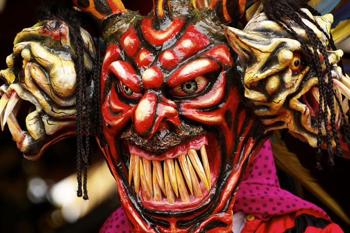 Devil mask at La Mejorana music festival.