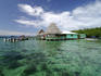 Restaurant on the tropical waters of Coral Key, Bastimentos Marine Park.