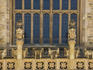 Lions with shields decorate the facade of Bonython Hall, University of Adelaide.