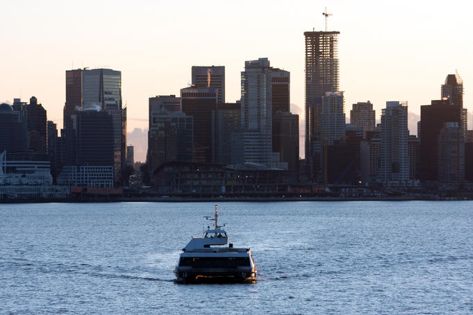 View of city Skyline, from Lonsdale Quay.