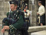 Costumed interpreters and a bagpipe player, Halifax Citadel National Historic Site.